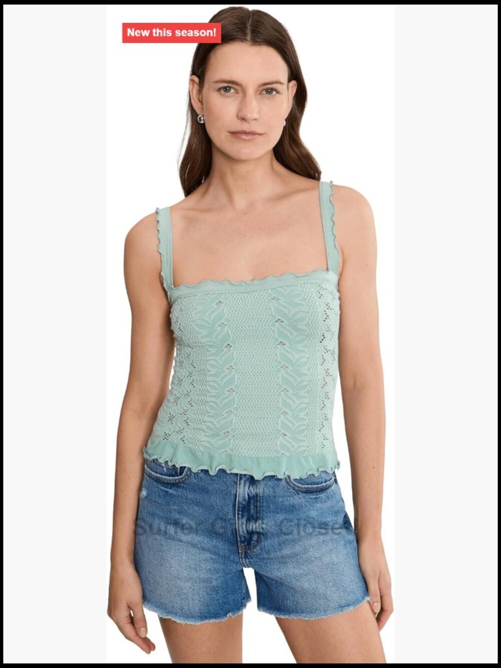 Free People So Soft Frill Square Neck Tank Top - Women's Modal Blouse